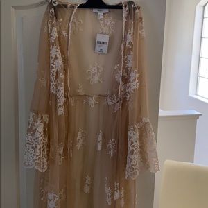 Nude/ cream cover up top